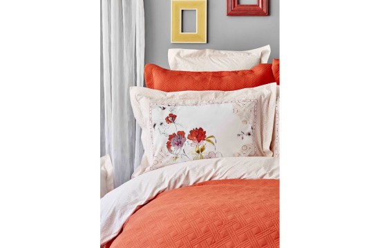 Набор постельное белье с покрывалом Karaca Home - Elia pembe 2020-1 розовый евро