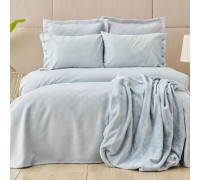 Bed linen set with bedspread + plaid Karaca Home - Infinity New a.mavi blue euro (8)