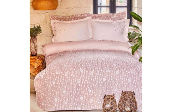 Набор постельное белье с покрывалом Karaca Home - Passaro blush пудра евро Турция