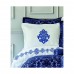 Набор постельное белье с покрывалом + плед Karaca Home - Volante lacivert синий (10 предметов) Турция