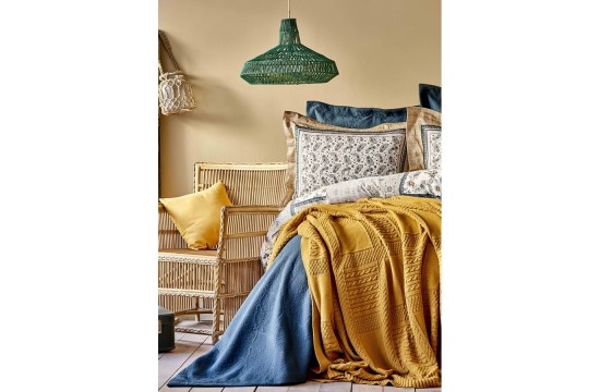 Bed linen set with bedspread + blanket Karaca Home - Maryam petrol 2020-1 emerald euro