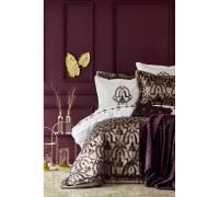 Набір постільна білизна з покривалом Karaca Home - Morocco purple-gold золотий євро(10) Туреччина