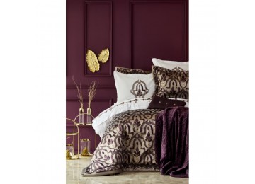 Набір постільна білизна з покривалом Karaca Home - Morocco purple-gold золотий євро(10) Туреччина