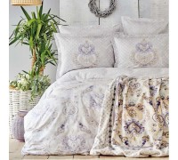 Набор постельное белье с пледом Karaca Home - Estella lila лиловый евро