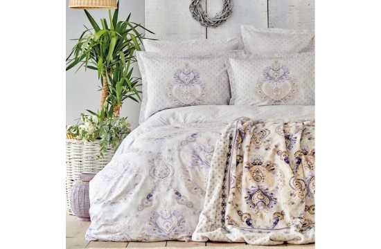 Bedding set with Karaca Home blanket - Estella lila lilac euro