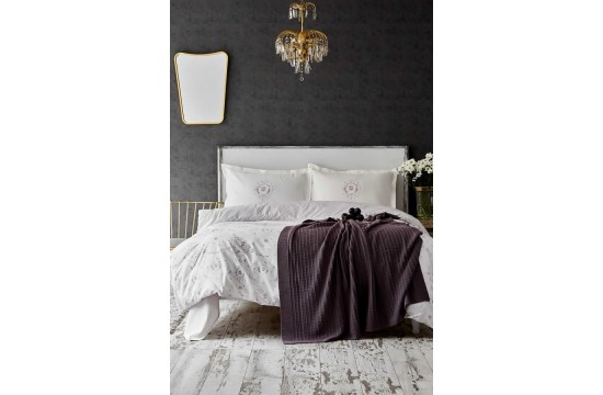 Набор постельное белье с пледом Karaca Home - Quatre delux murdum 2020-1 фиолетовый евро