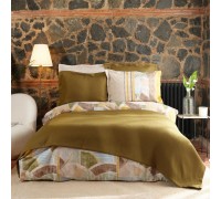 Набор постельное белье с покрывалом Karaca Home - Lena haki хаки евро