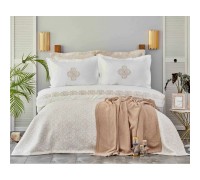 Bed linen set with bedspread + plaid Karaca Home Privat - Celine gold golden euro (10)