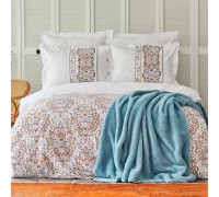 Bedding set with Karaca Home blanket - Fiorela petrol blue euro