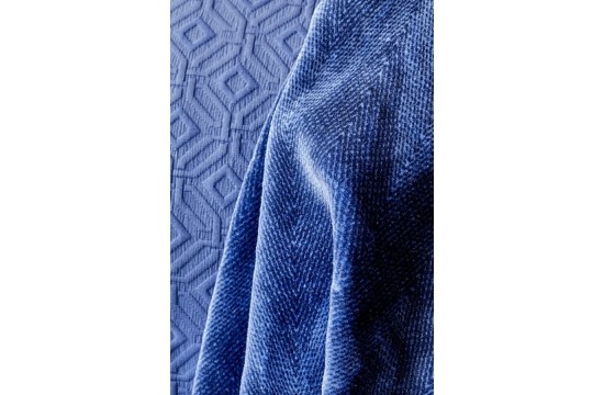 Набір постільна білизна з покривалом + плед Karaca Home - Infinity lacivert 2020-1 синій євро (10)