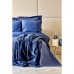 Набір постільна білизна з покривалом + плед Karaca Home - Infinity lacivert 2020-1 синій євро (10)