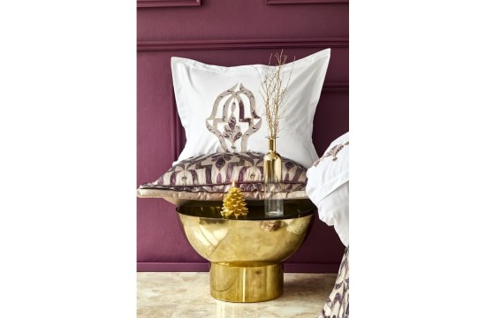 Набор постельное белье с покрывалом + плед Karaca Home - Morocco purple-gold золотой евро(10) Турция