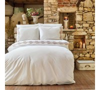 Bed linen Karaca Home ranforce - Melissa pudra powder with euro guipure