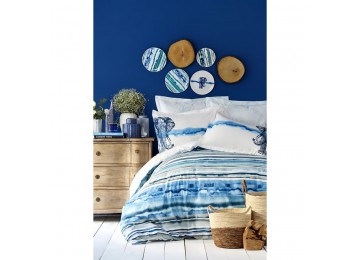 Постельное белье Karaca Home ранфорс - Nalini mavi голубой евро