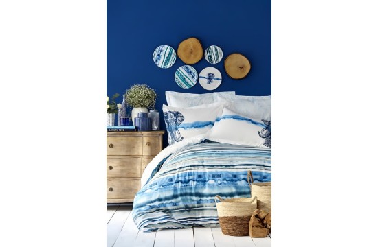 Постельное белье Karaca Home ранфорс - Nalini mavi голубой евро