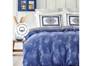 Постельное белье Karaca Home ранфорс - Dante mavi голубой евро