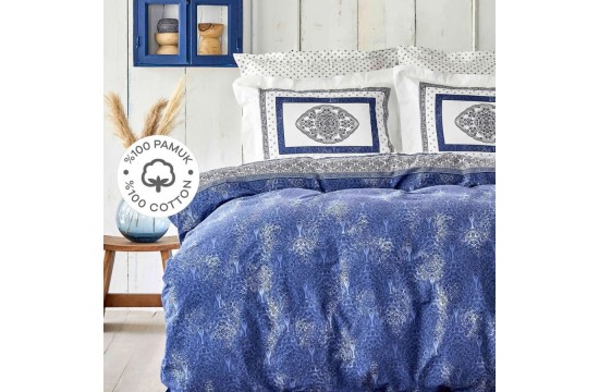 Bed linen Karaca Home ranforce - Dante mavi blue euro