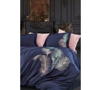 Турецкое постельное белье евро Dantela Vita Iz Blue сатин с вышивкой