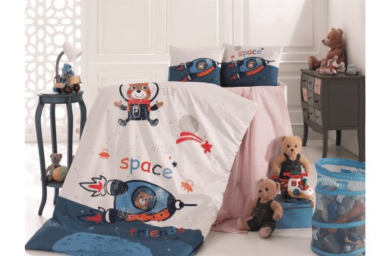 Комплект постельного белья для новорожденных Belizza - Space ранфорс