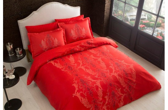 Turkish bed linen family TAC Mauna Red Satin-Delux