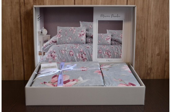 Single bed set First Choice Homesko Marea Powder Ranfors / fitted sheet