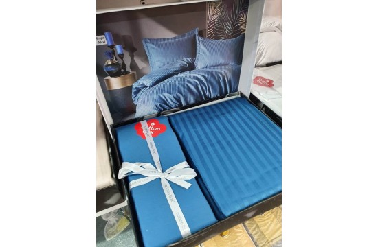 Двуспальный Евро комплект Cottonbox Stripe Blue Сатин-Stripe