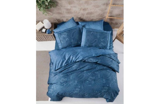 Euro bed linen La Romano Theron Blue Satin Premium