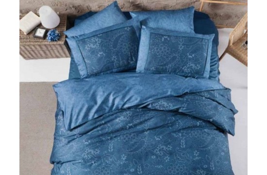 Euro bed linen La Romano Theron Blue Satin Premium