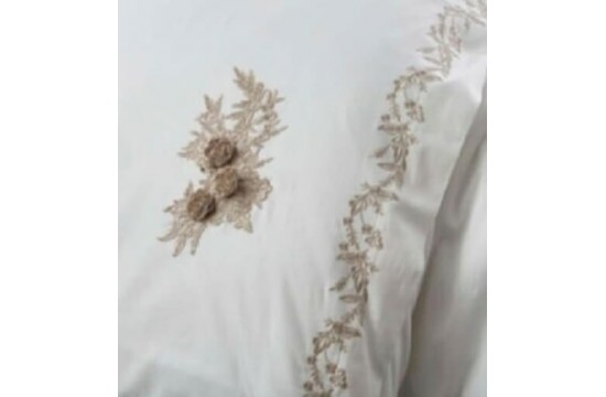 Turkish bed linen euro Dantela Vita Safir Cream satin with lace