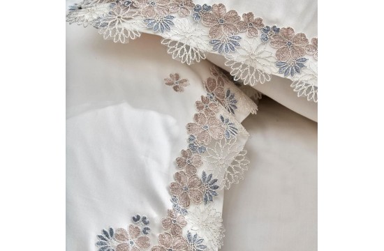 Turkish bed linen Euro Dantela Vita Delfina satin with lace