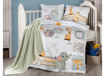 Bedding set for newborns First Choice - Safari Bamboo + Knitted blanket