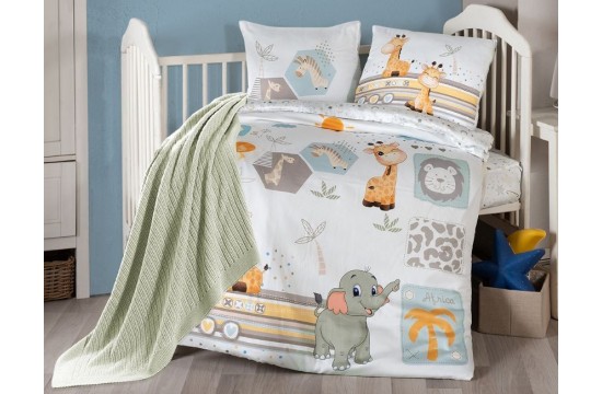 Комплект постельного белья для новорожденных First Choice - Safari Бамбук +Плед вязаный