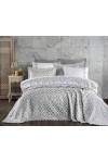 Euro double set Dantela Vita Victoria Gri satin Türkiye with embroidery and jacquard bedspread