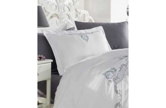 Turkish bed linen euro Dantela Vita Gozde Antracit satin with embroidery
