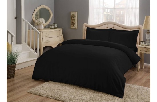 Turkish bed linen Euro TAC Basic Black Satin