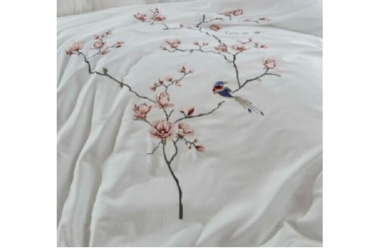 Turkish bed linen euro Dantela Vita Huma Cream satin with embroidery