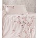 Turkish bed linen Euro Dantela Vita Butterfly Pudra satin with embroidery