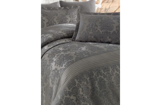 Jacquard bedspread Dantela Vita - Simay Antracit 250x260 with pillowcases