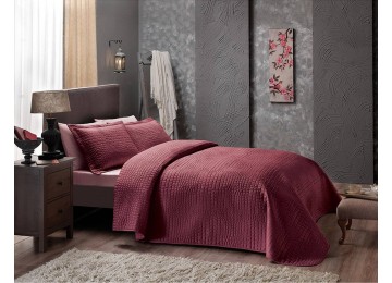 Quilted bedspread TAC Crocodile Bordo 250x260cm + two pillowcases 50x70cm