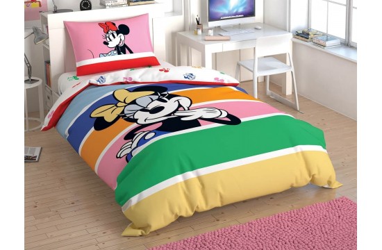 Disney TAC Minnie Mouse Rainbow Junior Set Ranforce / Elasticated Sheet