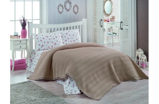 Euro bedding set with pique bedspread Gold Soft Life Beige