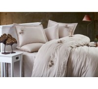 Turkish bed linen euro Dantela Vita Safir Beige satin with lace