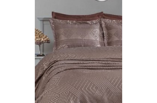 Jacquard bedspread Dantela Vita - Justo Coffee 250x260+2 pillowcases 50x70 with ears