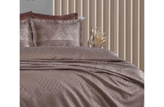 Jacquard bedspread Dantela Vita - Justo Coffee 250x260+2 pillowcases 50x70 with ears