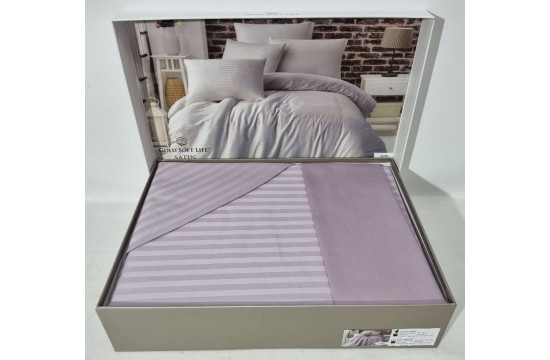 Double Euro set Gold Soft Life Lilac Satin-Stripe