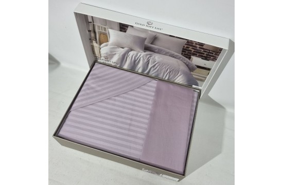 Double Euro set Gold Soft Life Lilac Satin-Stripe