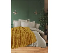 Turkish Euro set with Knitted bedspread First Choice Tango Ocher Satin