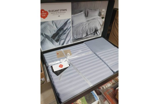 Euro bed linen Cottonbox Stripe Gray Satin-Stripe