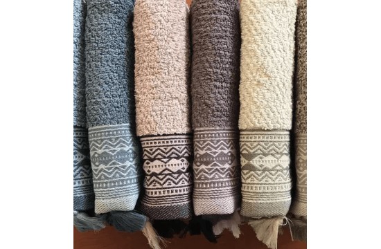 Set of fringed terry bath towels Sikel Kilin Ponpon 50x90cm (6 pieces)