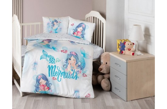 Комплект постельного белья для новорожденных First Choice - Mermaid Бамбук +Плед вязаный